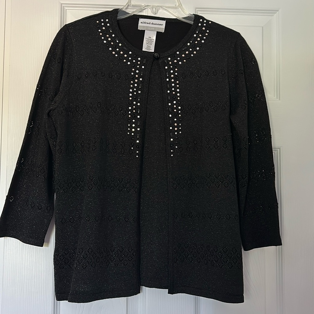 🖤Alfred Dunner Petite Metallic Beaded Sweater Top🖤